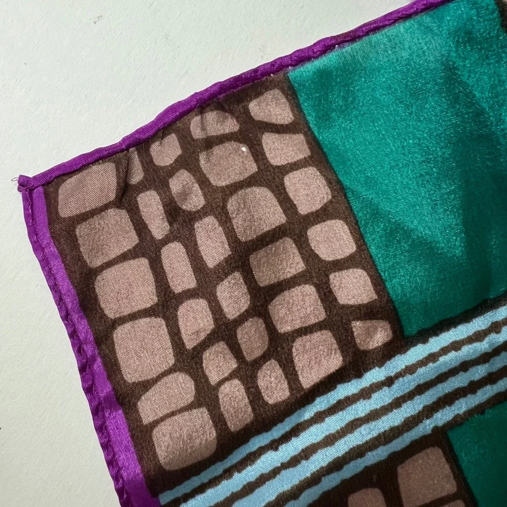 Vintage Vera Neuman Silk Geometric Rectangular Scarf 10 x 52